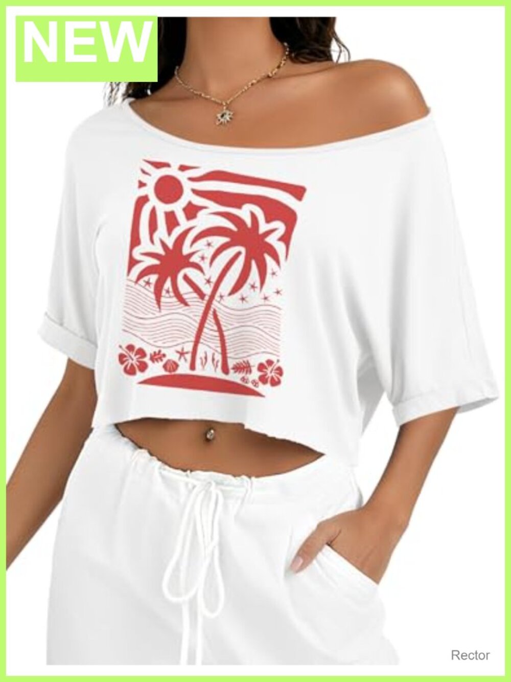Off Shoulder Cropped T-Shirt Asymmetrical Neck Short Sleeve Summer Top
